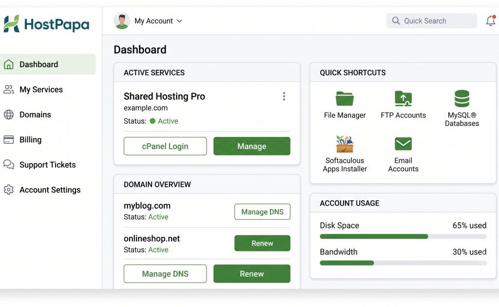 hostpapa-hosting-dashboard